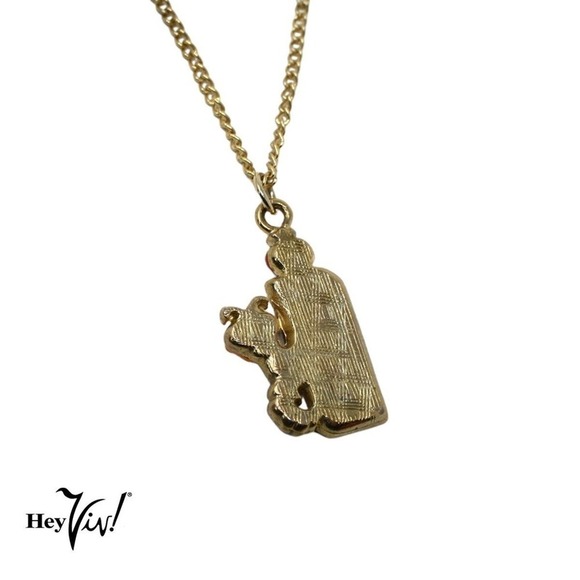 Vintage 80s Enamel Charm Necklace Cute School Teacher Ruler Book Worm - Hey Viv - Picture 2 of 4